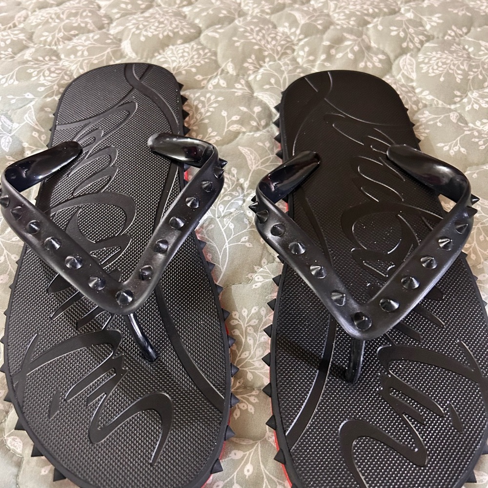 Stylish Black Studded Flip-Flops